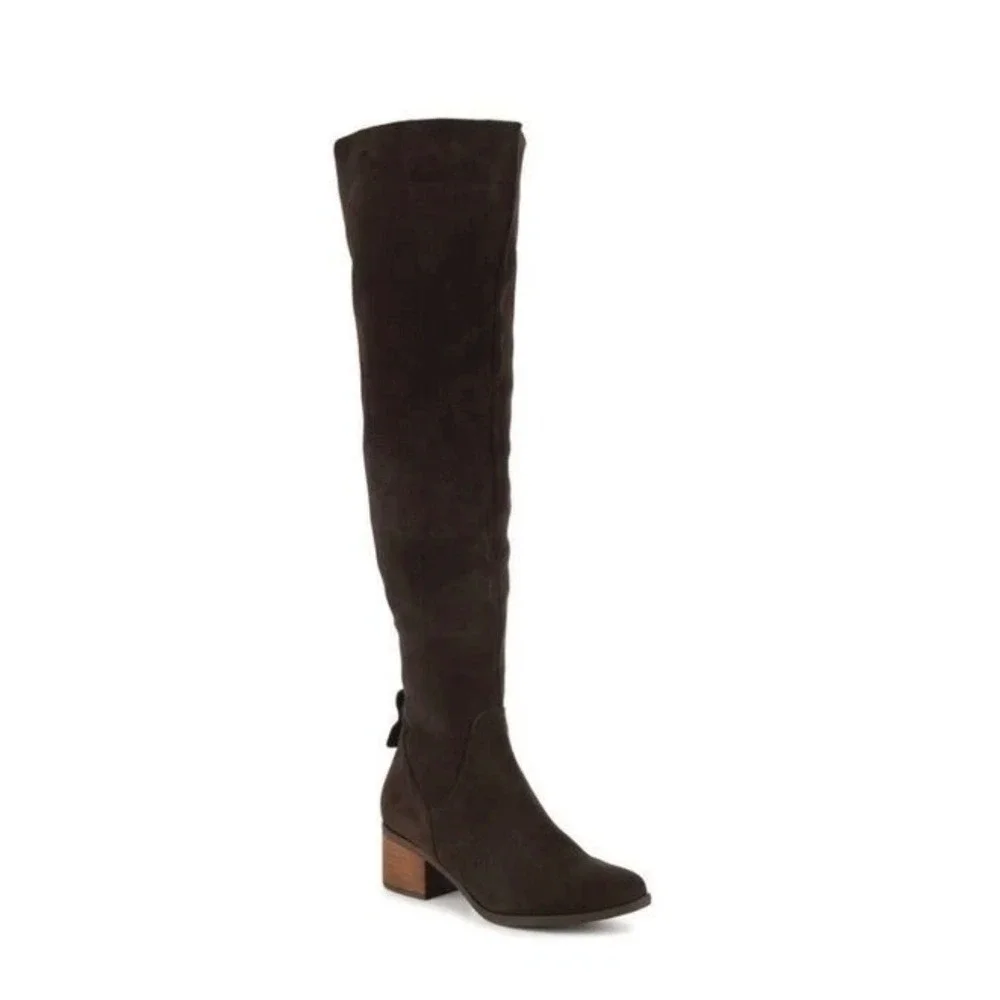 Madden Over the Knee Boot Womens 9 Brown Excellent Block Heel Suede